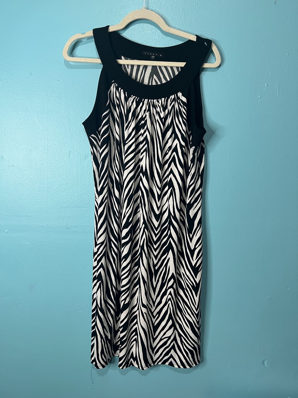 Tiana B. Black and White Zebra-Print Sleeveless Dress
